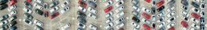 Used cars car park birds eye view